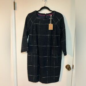 ✨Joules Navy Boucle Esther Wool Mix Knee Length Shift Dress Size 6